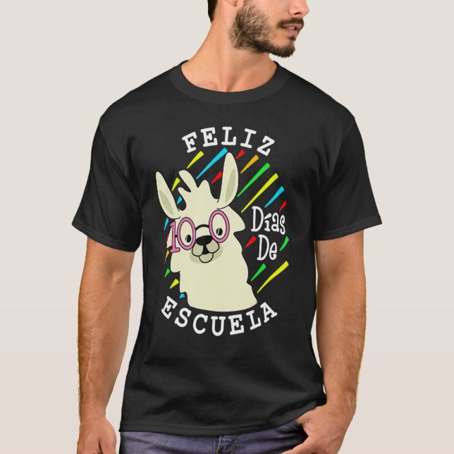 Llama Feliz 100 Dias De Escuela 100 Days Of School T-Shirt (Front)