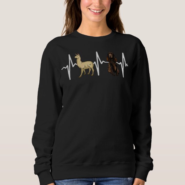 Llama Field Spaniel Heartbeat Dog Sweatshirt (Front)