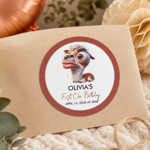 Llama Fiesta Funny Caricature 1st Birthday Classic Round Sticker