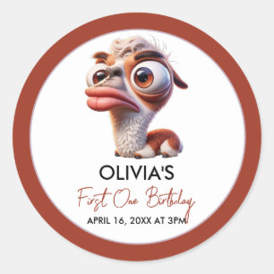 Llama Fiesta Funny Caricature 1st Birthday Classic Round Sticker