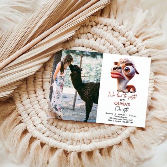 Llama Fiesta Funny Caricature 1st Birthday Invitation (Creator Uploaded)