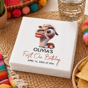 Llama Fiesta Funny Caricature 1st Birthday Napkin