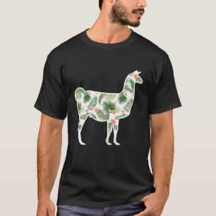 Llama Flower Girl Print Floral Alpaca Hawaiian Wom T-Shirt