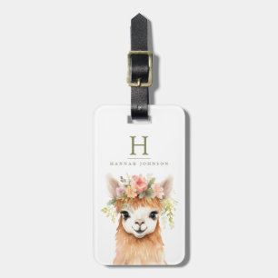 Llama Flowers Luggage Tags