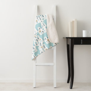 Llama & Flowers Sherpa Blanket - Customized Sizing