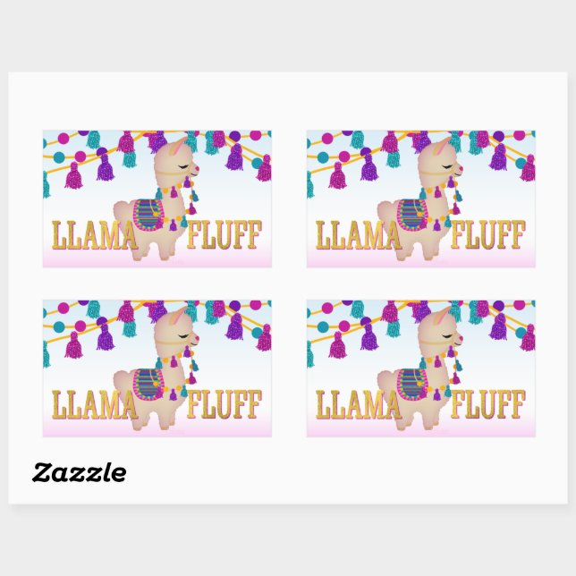 LLAMA FLUFF Cute Rectangular Sticker (Sheet)