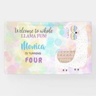 LLama fun, colorful kids birthday Banner