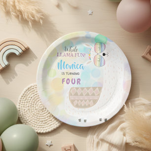 LLama fun, colorful kids birthday Paper Plate