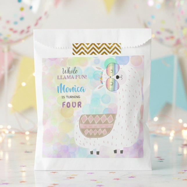 LLama fun, colorful pastel kids birthday Favour Bags (Creator Uploaded)