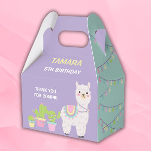 LLAMA FUN Lila and aqua Favor Box