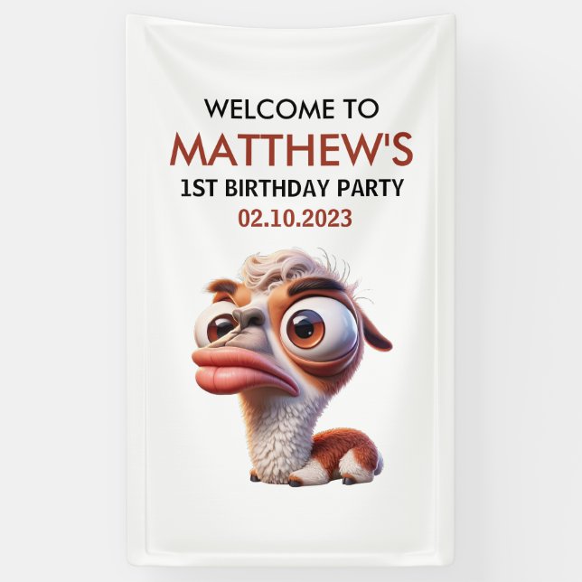 llama funny Caricatures Mexican 1st Birthday  Banner (Vertical)