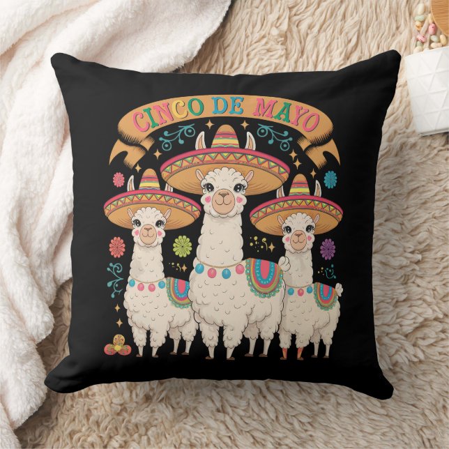 Llama Funny Cinco De Mayo Fiesta Party Cushion (Blanket)
