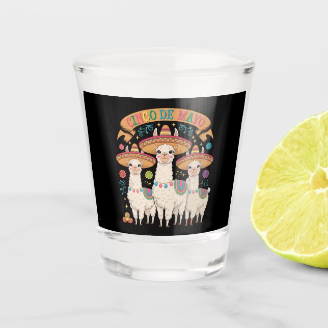 Llama Funny Cinco De Mayo Fiesta Party Shot Glass (Front)