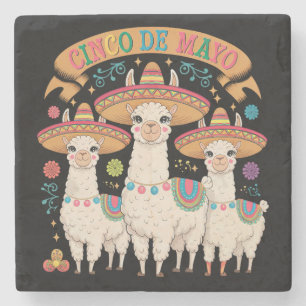 Llama Funny Cinco De Mayo Fiesta Party Stone Coaster