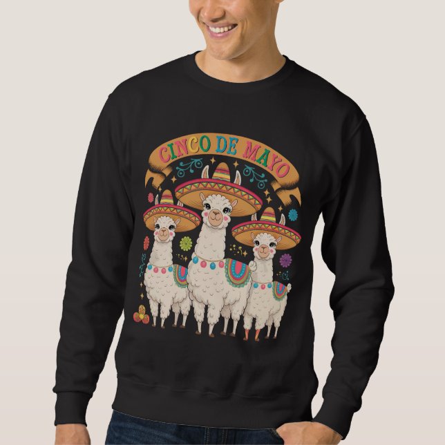 Llama Funny Cinco De Mayo Fiesta Party Sweatshirt (Front)