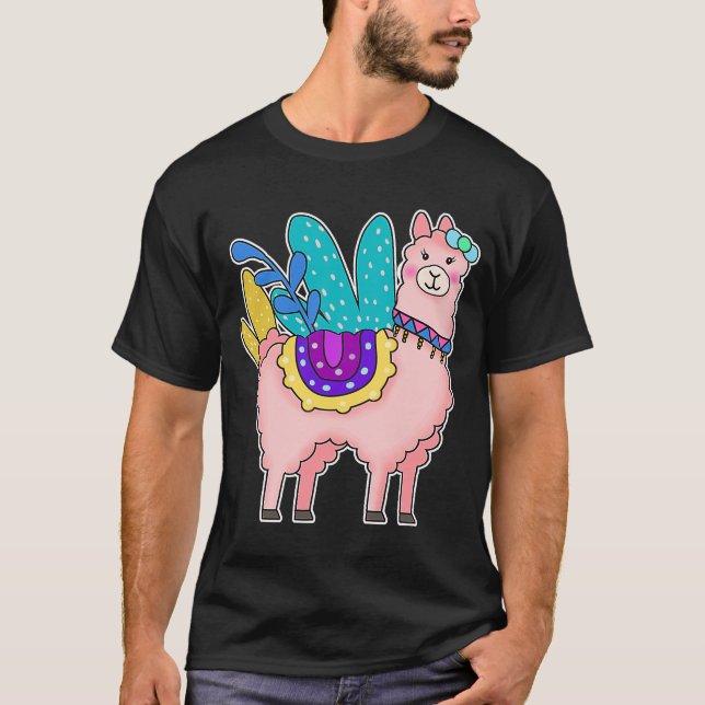 Llama  Funny Cute Style Alpaca Graphic Plus Size T-Shirt (Front)
