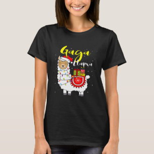 Llama Gaga Lights Santa Hat Xmas Pajama Matching F T-Shirt