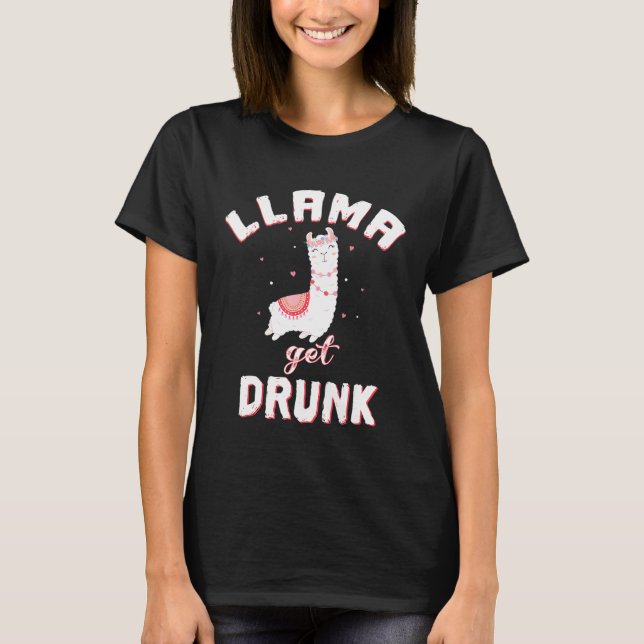Llama Get Drunk Bride Bachelorette Party Womens T-Shirt (Front)