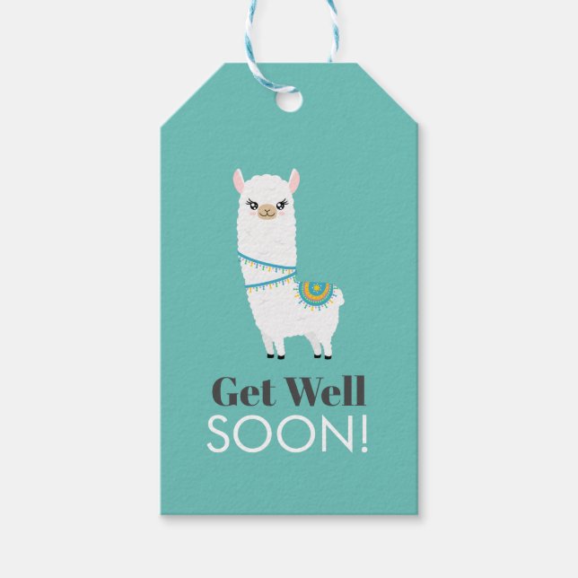 Llama Get Well Soon Gift Tags (Front)