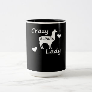 Llama Gift Crazy Alpaca Lady Two-Tone Coffee Mug