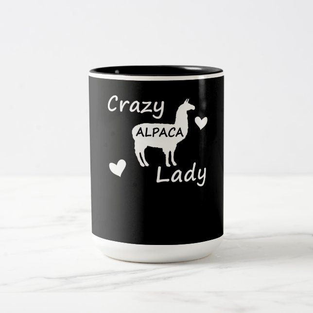 Llama Gift | Crazy Alpaca Lady Two-Tone Coffee Mug (Center)