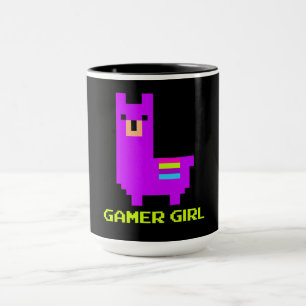 Llama Gift Cute Alpaca Llama Gamer Girl 8-Bit Mug