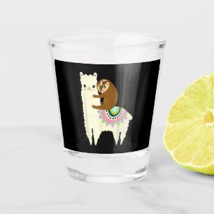 Llama Gift Cute Llama & Sloth, Best Friends Shot Glass