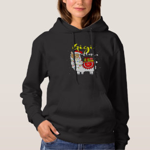 Llama Gigi Lights Santa Hat Xmas Pajama Matching F Hoodie