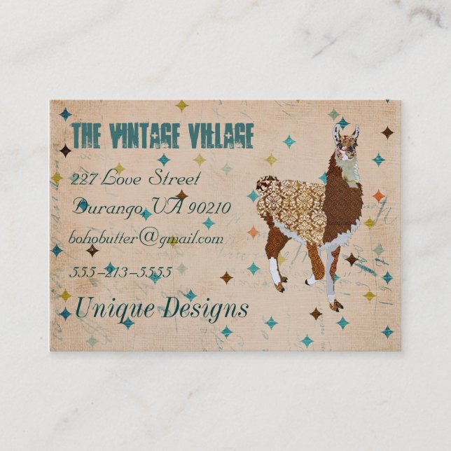 Llama Grunge  Business Card (Front)