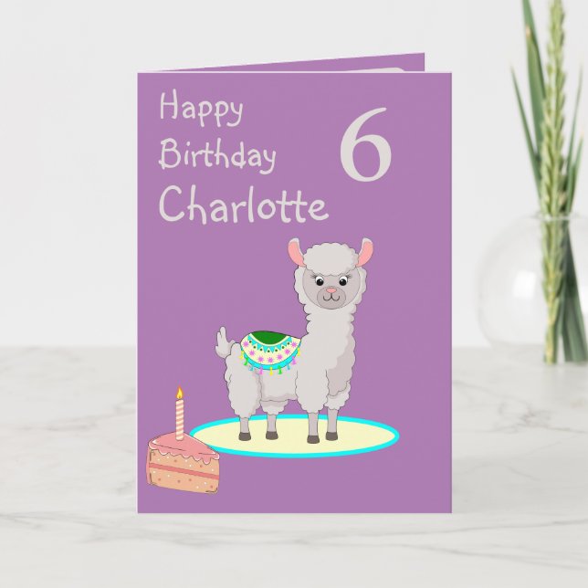 Llama Happy Birthday Age Folded Greeting Card (Front)