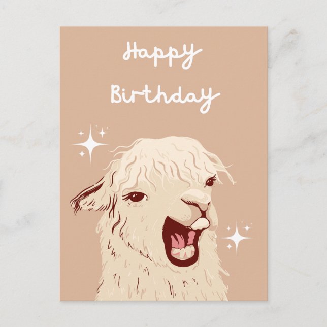 Llama Happy Birthday Postcard (Front)