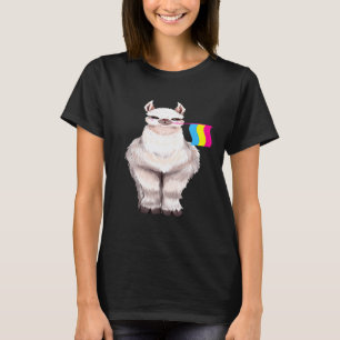 Llama Holding Pansexual Flag Pansexual Pride LGBT T-Shirt