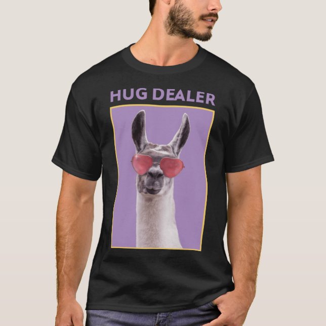 Llama Hug Dealer  Humour Pun Adult Graphic T-Shirt (Front)