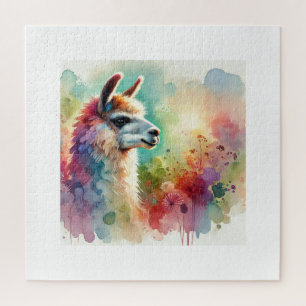 Llama in a Natural Paradise 070724AREF104 - Waterc Jigsaw Puzzle