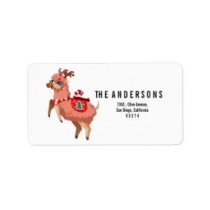 llama in Christmas Label