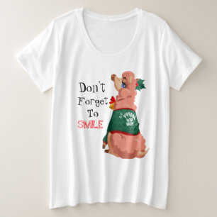 llama in Christmas           Plus Size T-Shirt