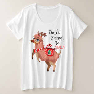 llama in Christmas      Plus Size T-Shirt