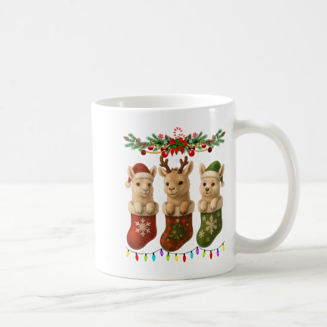 Llama In Christmas Socks Lights Llama Xmas  Coffee Mug (Right)