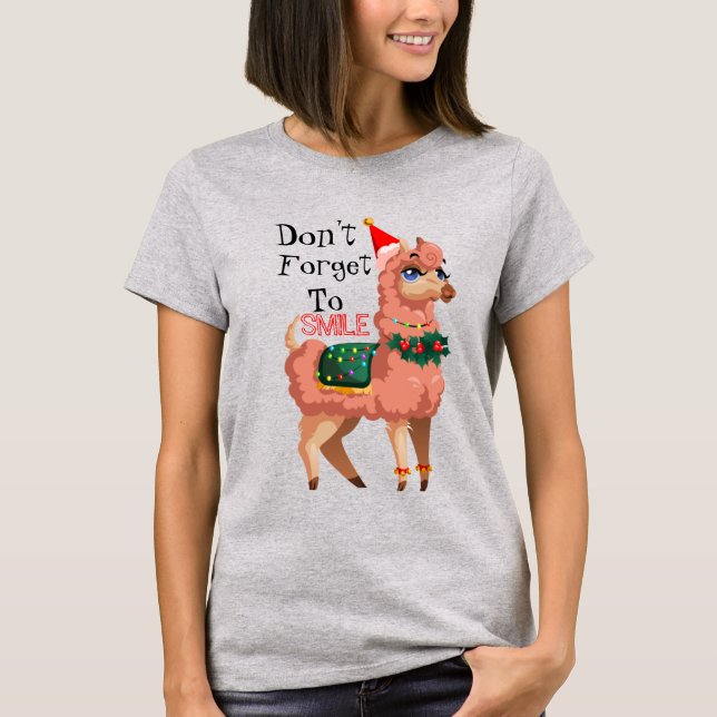 llama in Christmas         T-Shirt (Front)