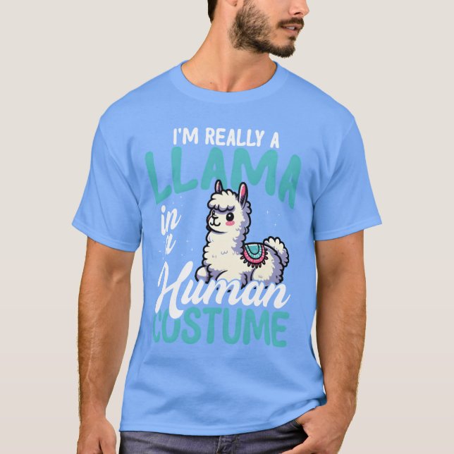 Llama in Human Costume Funny friends T-Shirt (Front)
