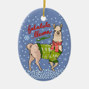 Llama in Snow Ceramic Tree Decoration