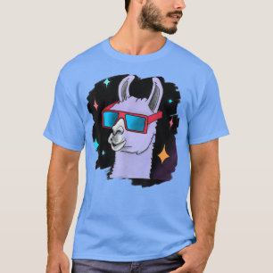 Llama in Space Wearing Sunglasses Vintage Retro Al T-Shirt