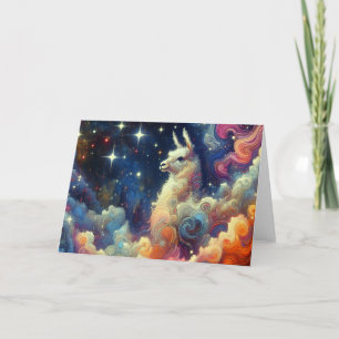 Llama in the Clouds Card