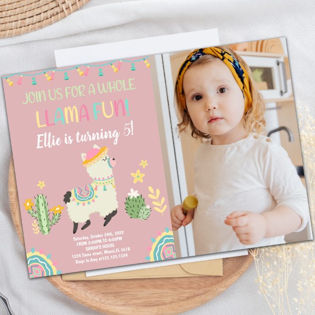 Llama invitations with photo (Llama invitations with photo)