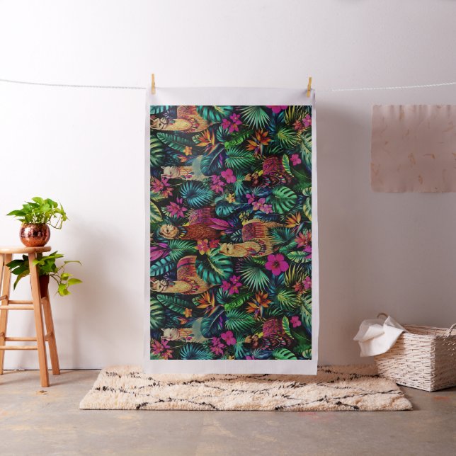 Llama Jungle Dreams Seamless Surface Pattern Fabric (In Situ)