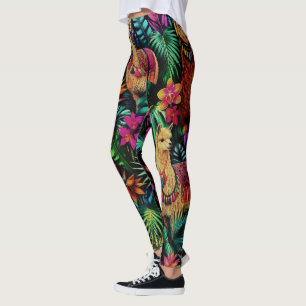 Llama Jungle Dreams Seamless Surface Pattern Leggings