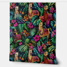 Llama Jungle Dreams Seamless Surface Pattern