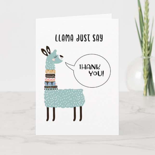 Llama Just Say Thank You Card (Front)