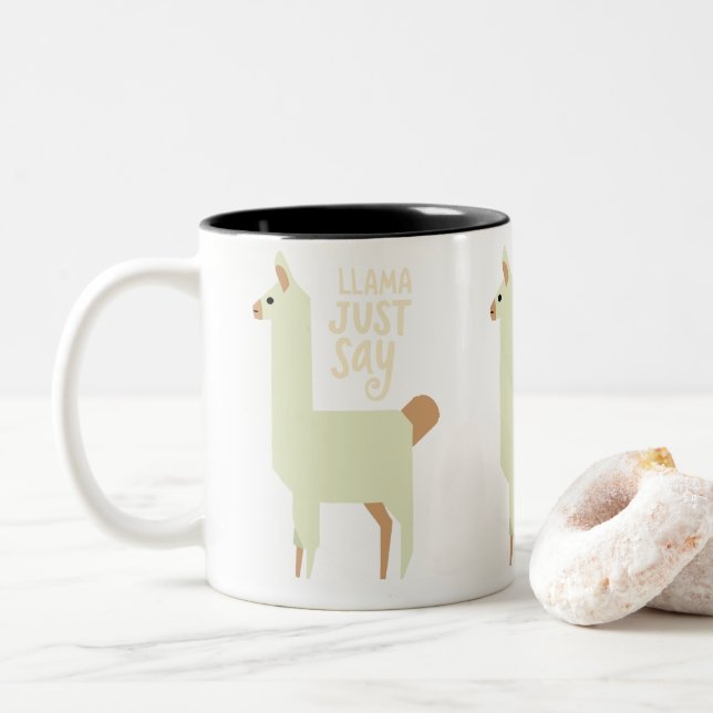 Llama just say Two-Tone coffee mug (With Donut)