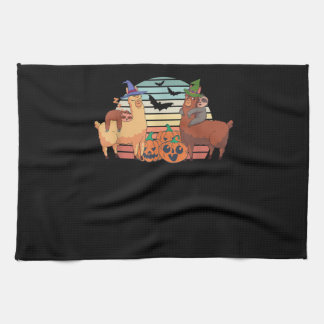 Llama | Kawaii Llama Halloween Sunset Sloth Gift Tea Towel
